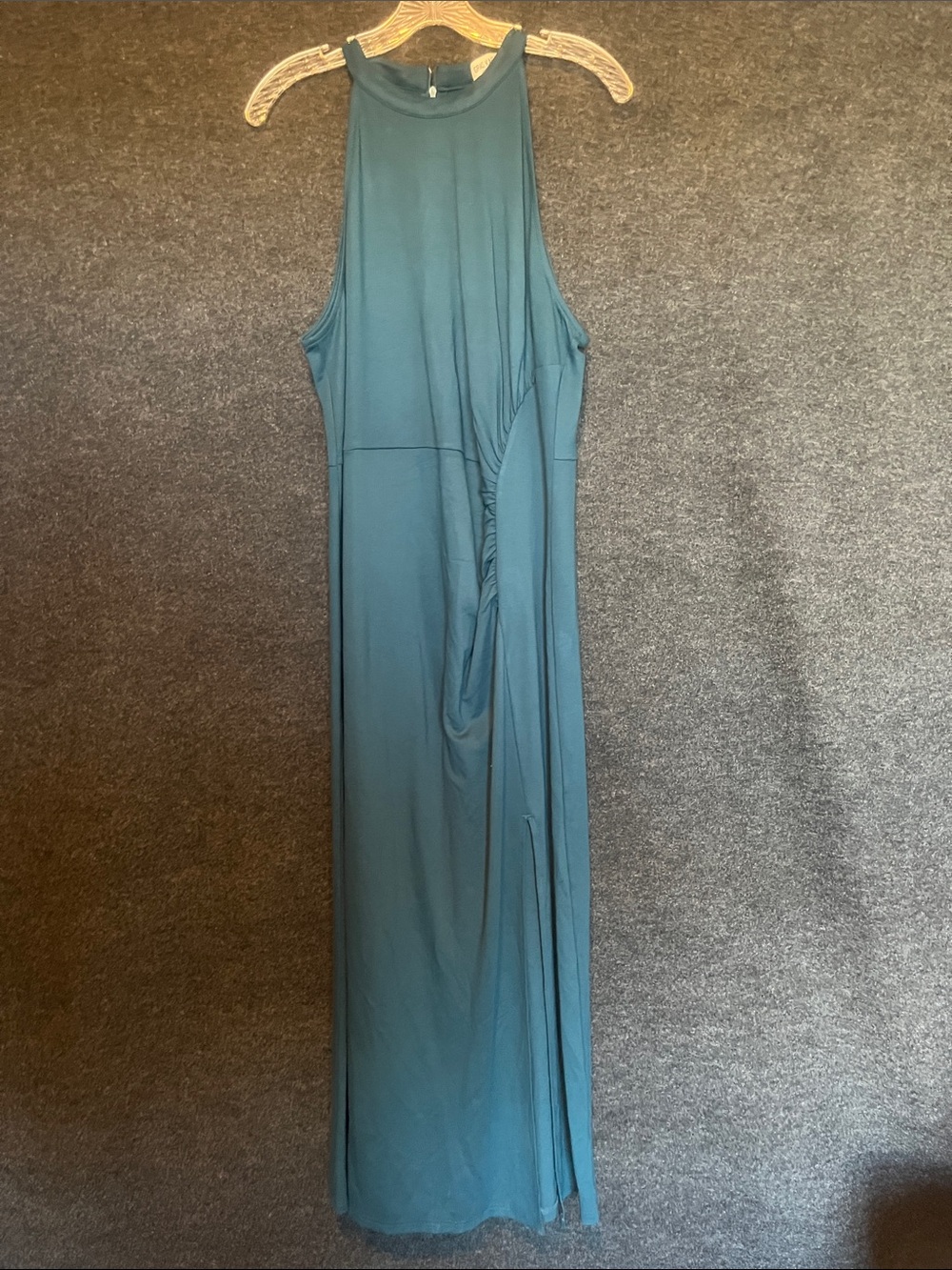 Grace Karin Teal High-Neck Sleeveless Maxi Dress